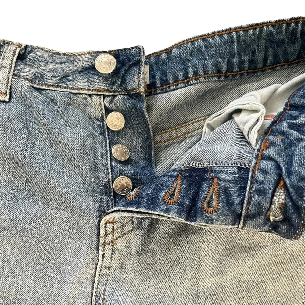 Topshop Womens Jean Shorts Size 4 Moto Ashley Button Fly Cut Off Denim Shorts